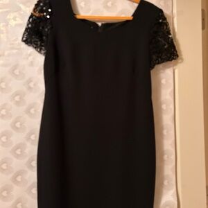 Maggy London Elegant Black Dress with Lace Detail